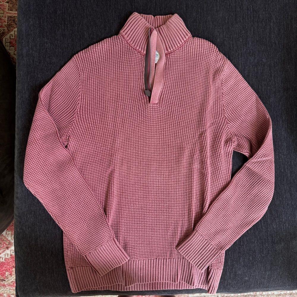 Lucky Brand Men’s Leather Zip Red Sweater Sz L